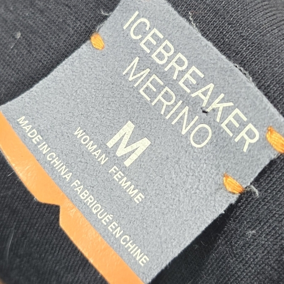 Icebreaker Jacket Womens Medium Black Wool Full Zip Coat Mid Layer Wind Hooded - Picture 3 of 14